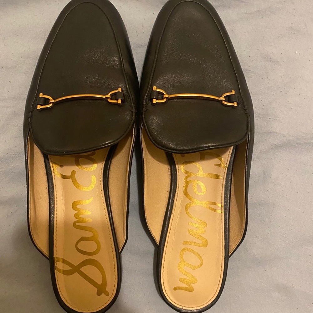 Black slide mules